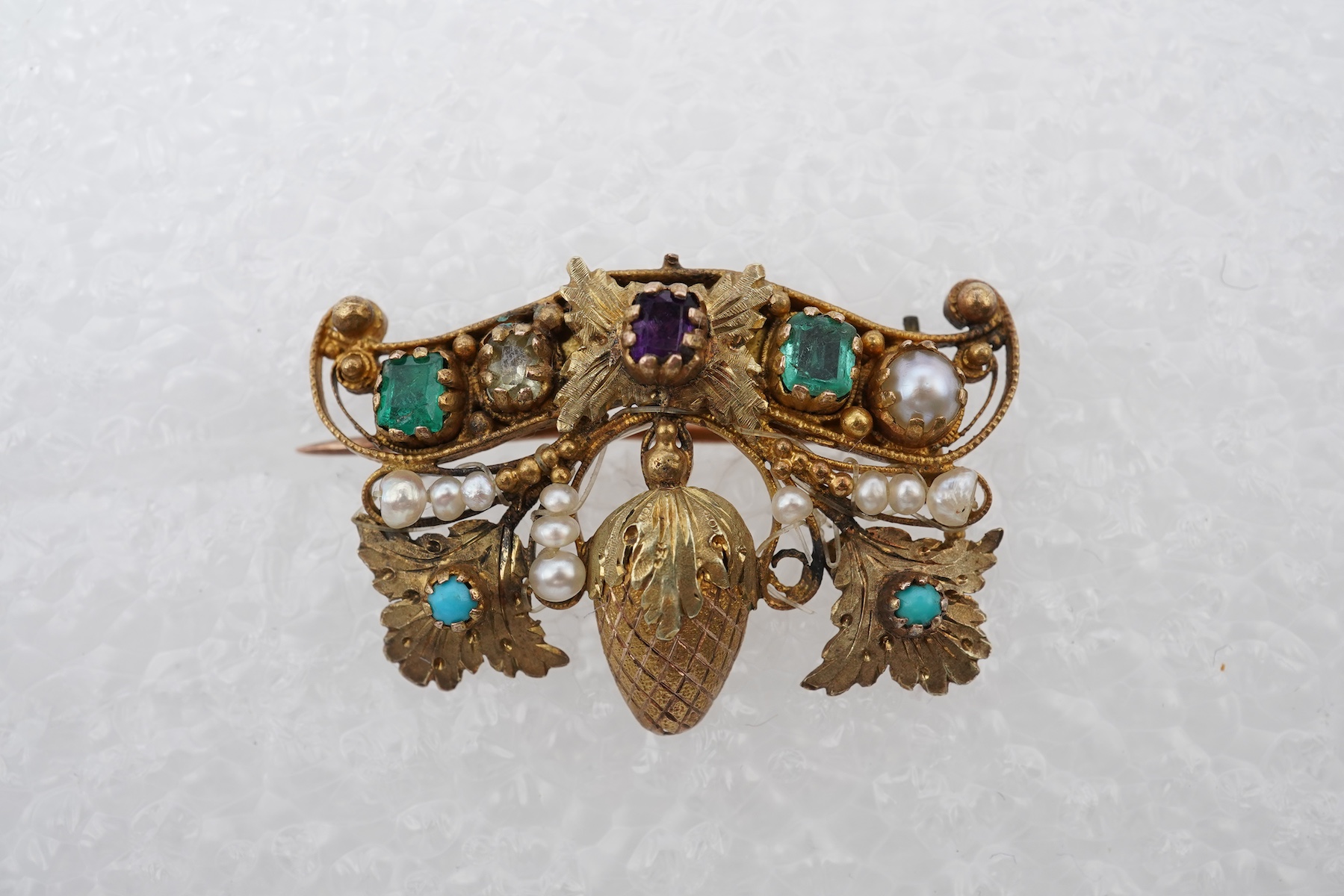 A rare George III gem-set acrostic mourning brooch, circa 1814